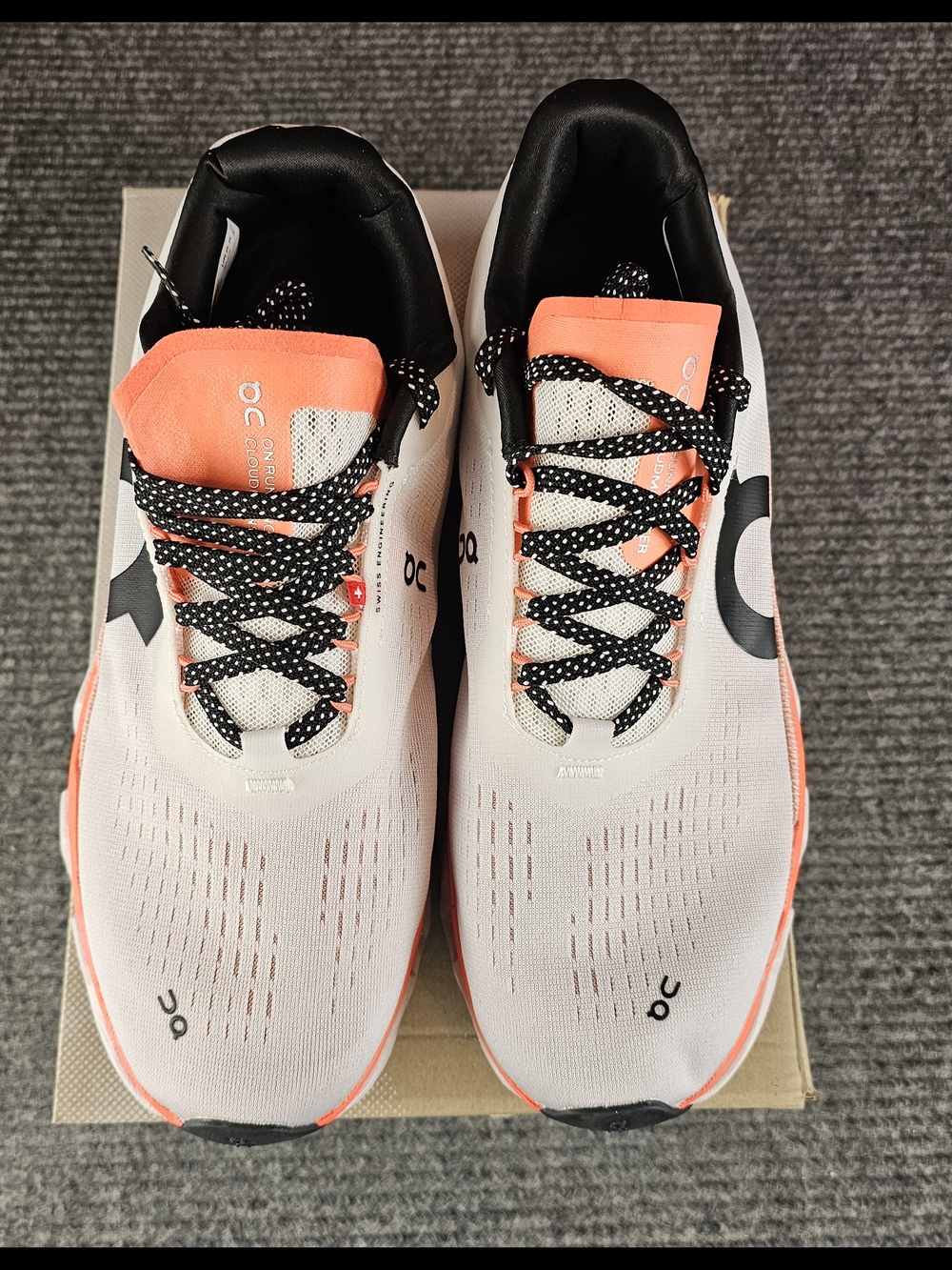 On Cloud Mens Cloudmonster 2 Running Shoes in White & Flame Orange New - Picture 6 of 7